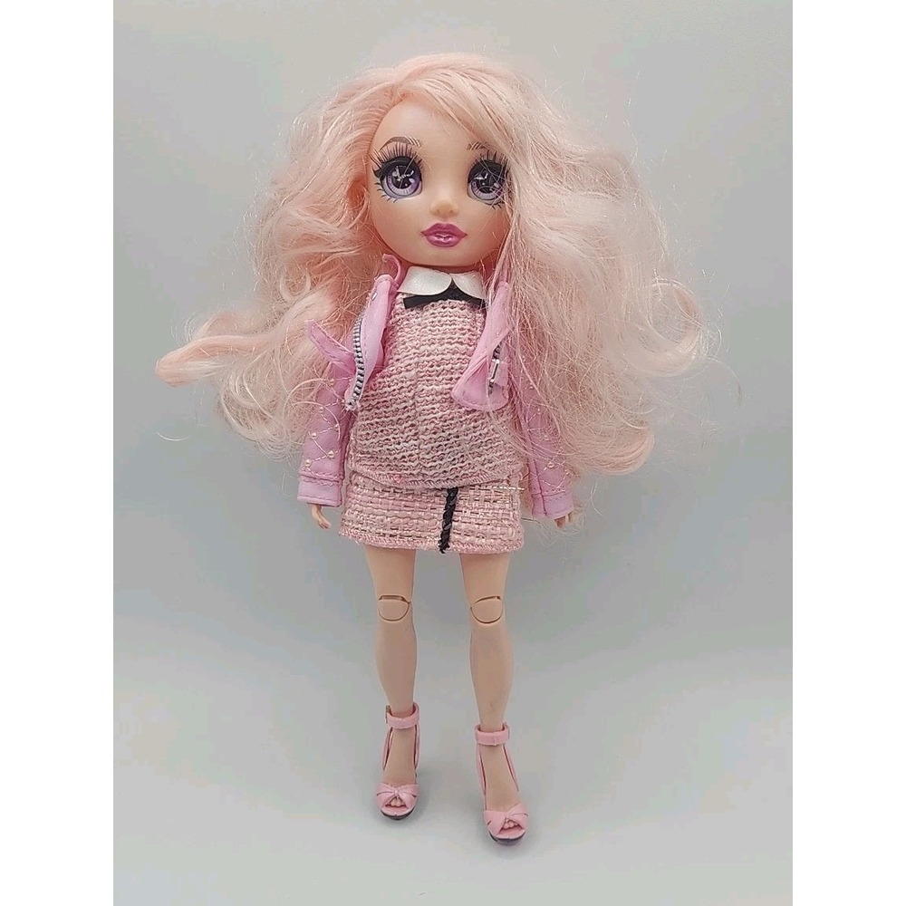 Rainbow High Bella Parker Pink Fashion Doll with Tweed Dress and Moto Jacket
